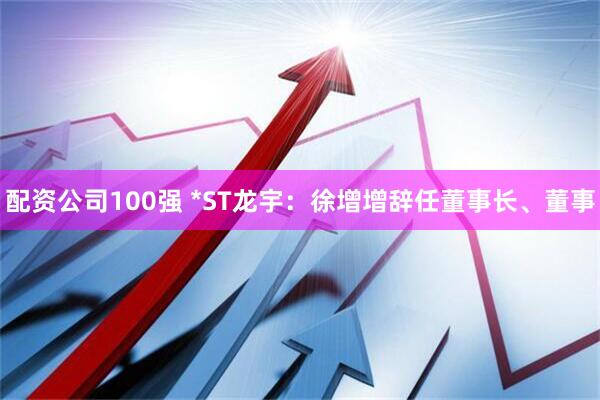 配资公司100强 *ST龙宇：徐增增辞任董事长、董事